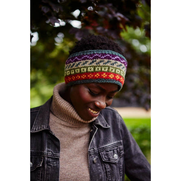 Pachamama Elveden Headband, with colourful Fair Isle bands; product view 3.