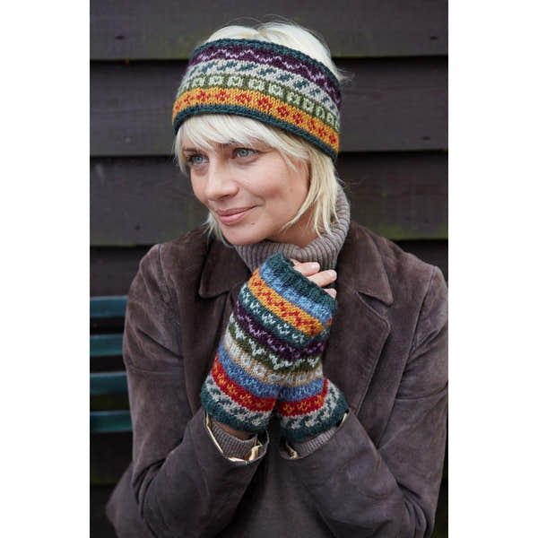 Pachamama Elveden Headband, with colourful Fair Isle bands; product view 4.