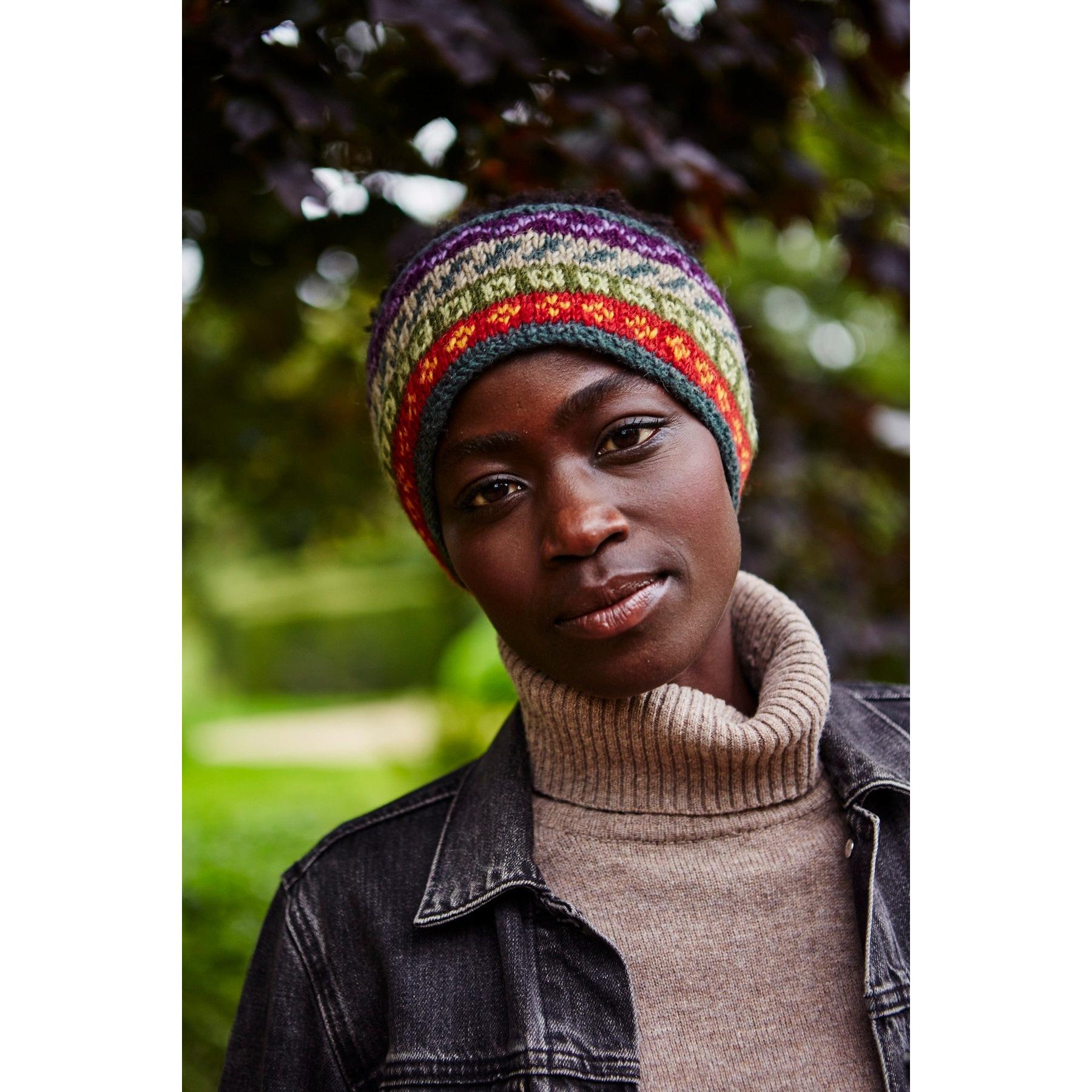 Pachamama Elveden Headband, with colourful Fair Isle bands; product view 5.