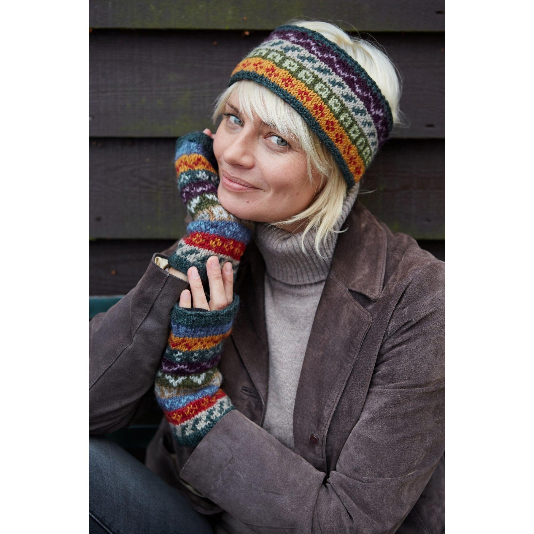 Pachamama Elveden Headband, with colourful Fair Isle bands; product view 6.