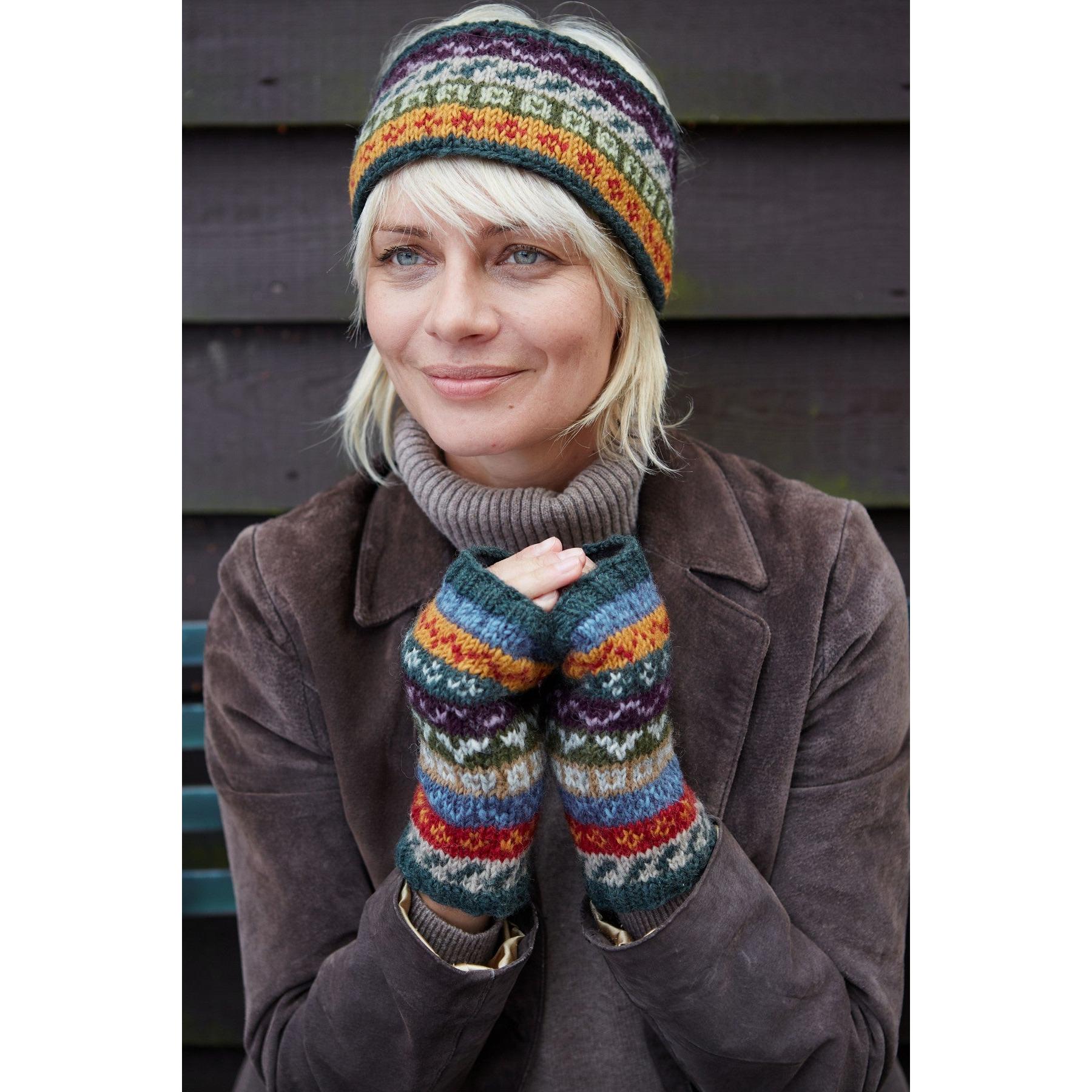 Pachamama Elveden Headband, with colourful Fair Isle bands; product view 7.