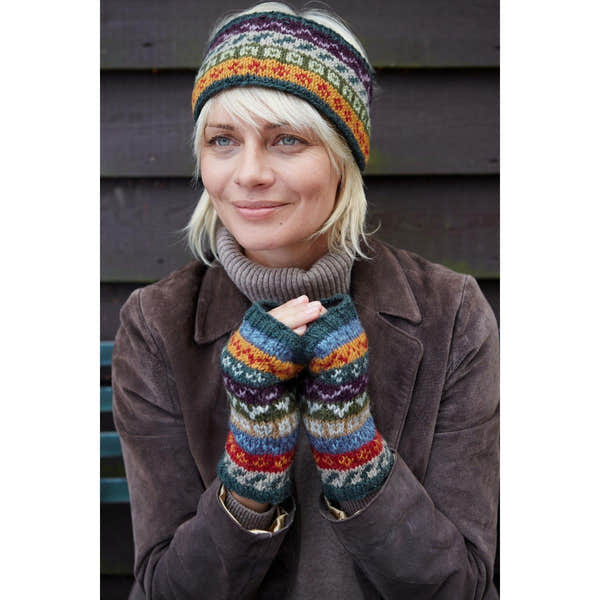 Pachamama Elveden Headband, with colourful Fair Isle bands; product view 7.