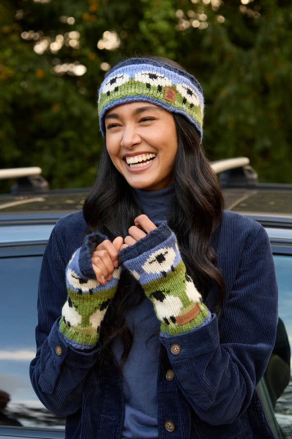 Pachamama Flock Of Sheep Headband, with rows of sheep; product view 2.