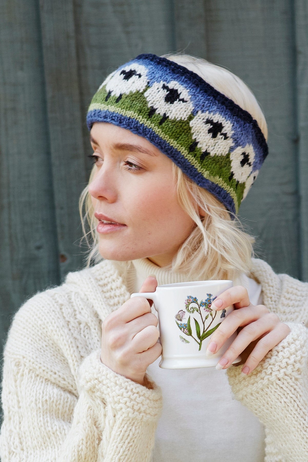Pachamama Flock Of Sheep Headband, with rows of sheep; product view 5.