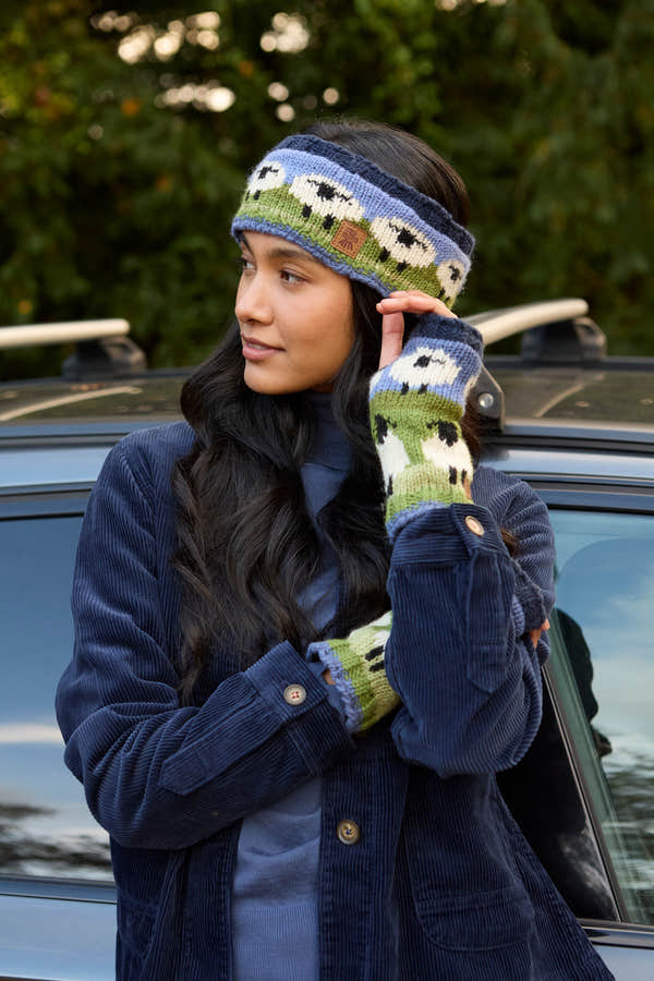 Pachamama Flock Of Sheep Headband, with rows of sheep; product view 8.