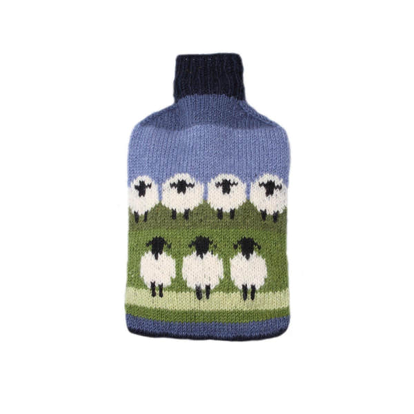Pachamama Flock Of Sheep Hot Water Bottle, with rows of sheep; product view 4.