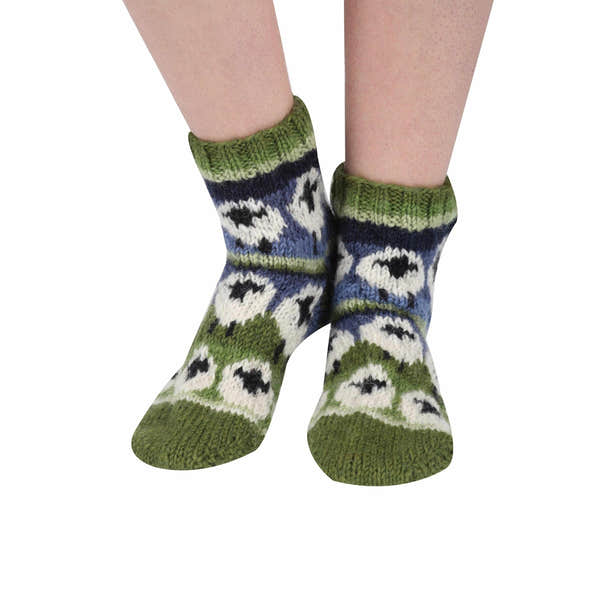 Pachamama Flock Of Sheep Sofa Socks, with rows of sheep; product view 2.