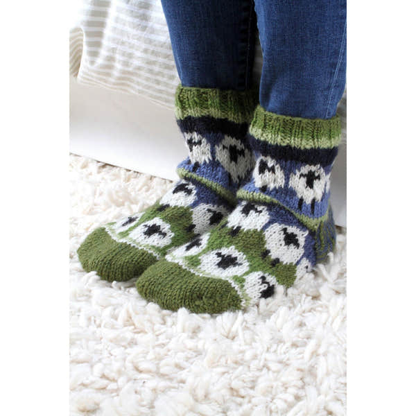 Pachamama Flock Of Sheep Sofa Socks, with rows of sheep; product view 3.