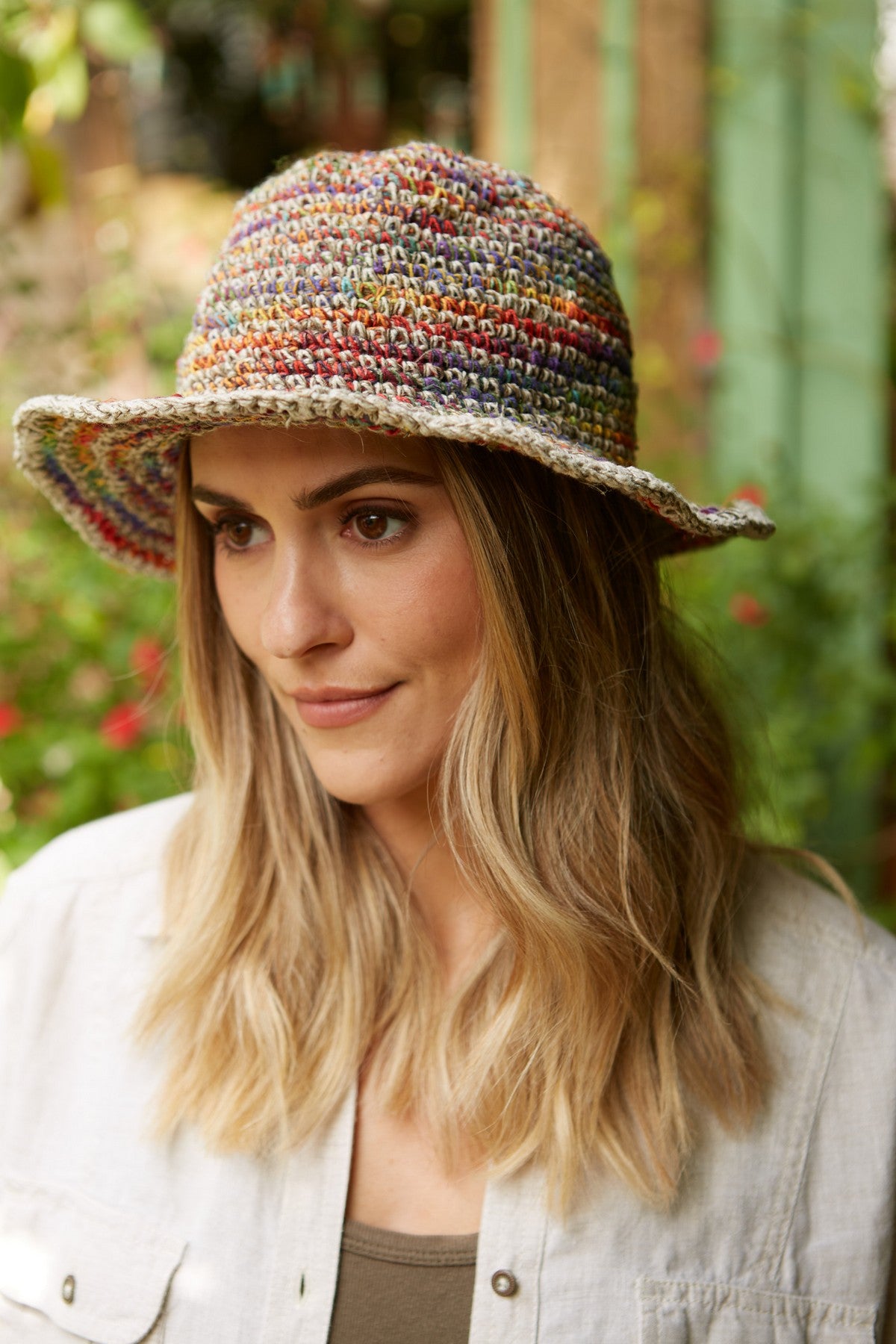 Pachamama Hemp/Cotton Hat Hoxton, crocheted cotton and hemp hat; product view 2.