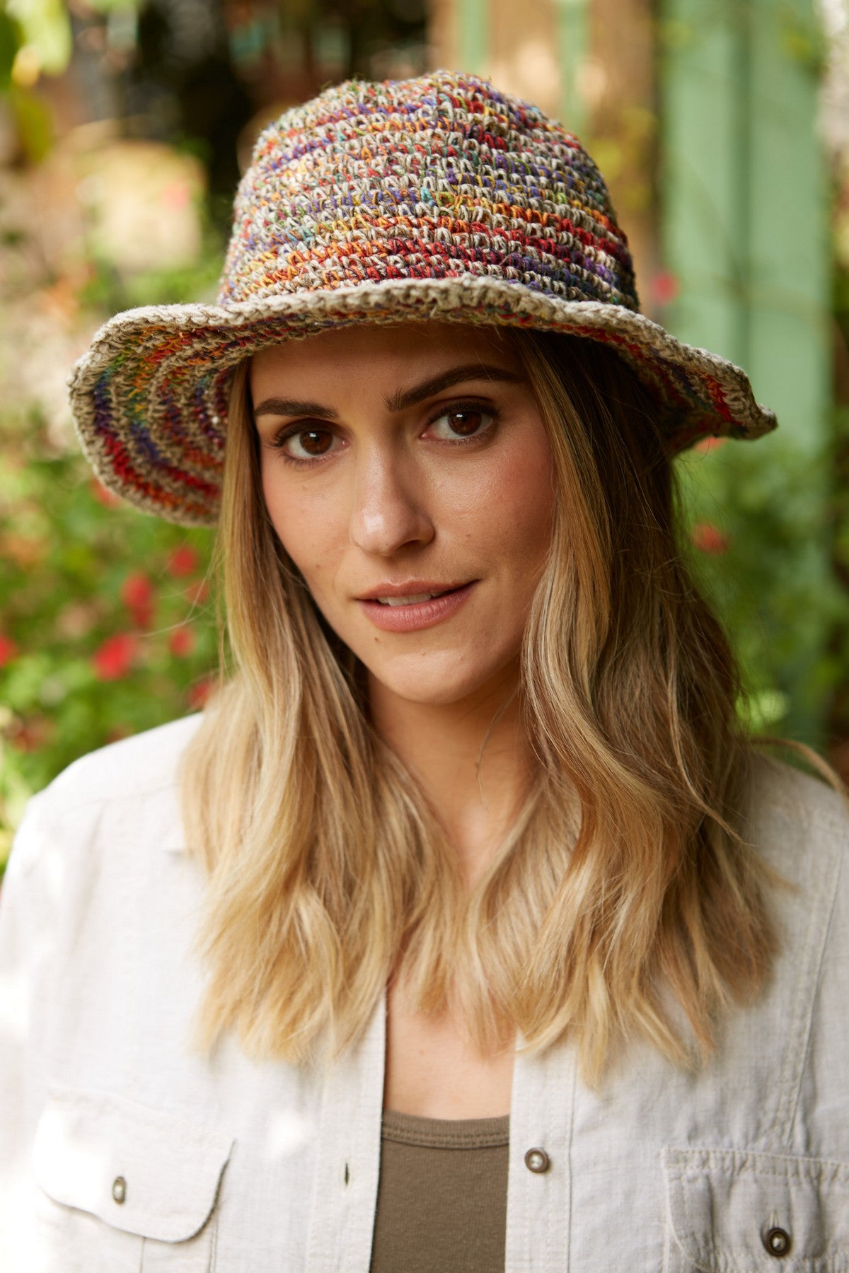 Pachamama Hemp/Cotton Hat Hoxton, crocheted cotton and hemp hat; product view.