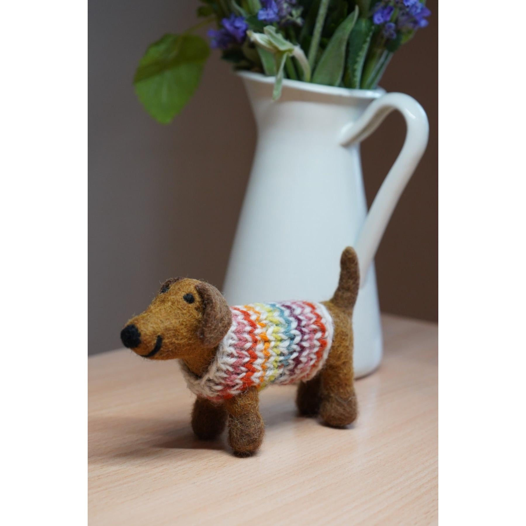 Pachamama Hoxton Harry The Dachshund, felt animal decoration; product view.