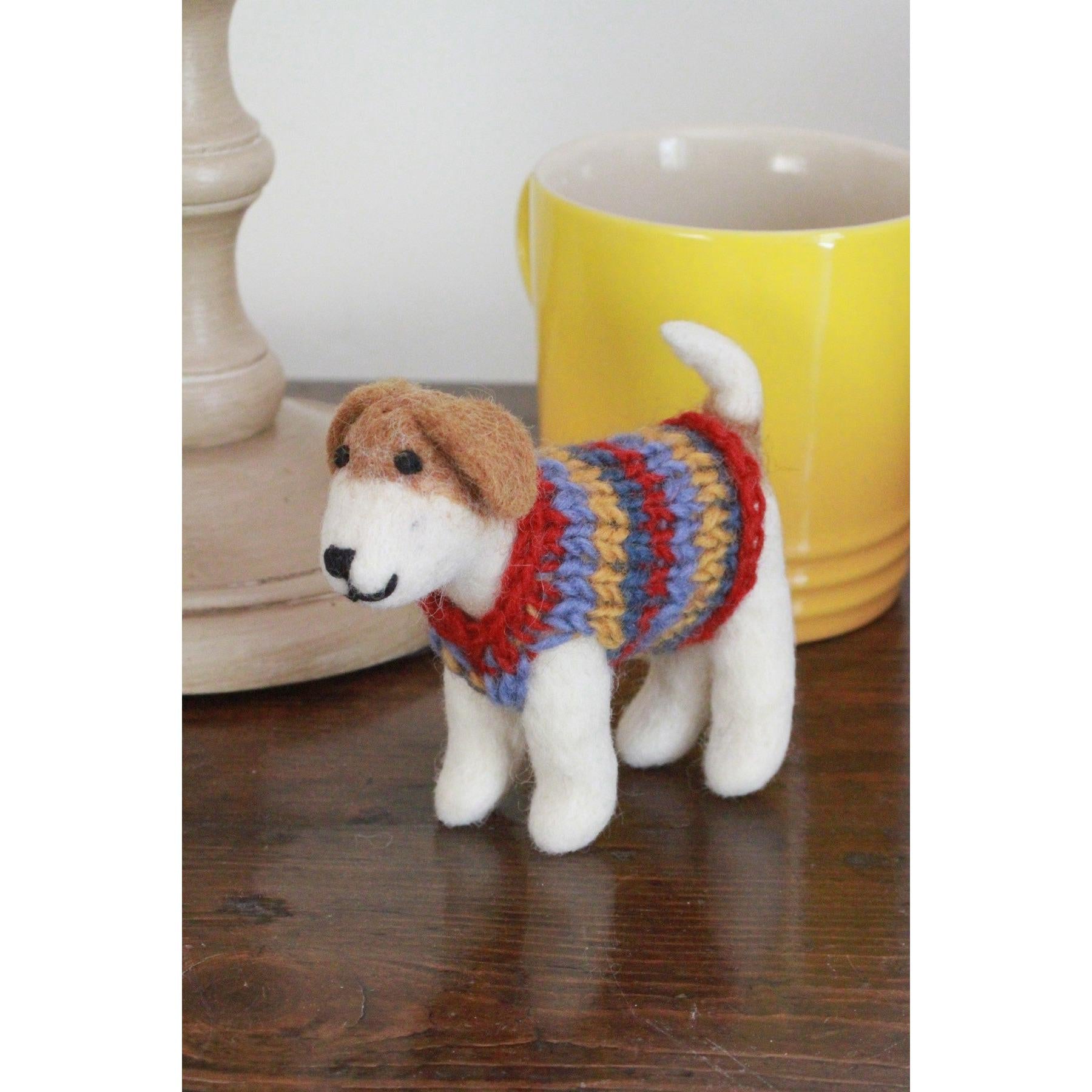 Pachamama Jack In A Jumper, felt animal decoration; product view.