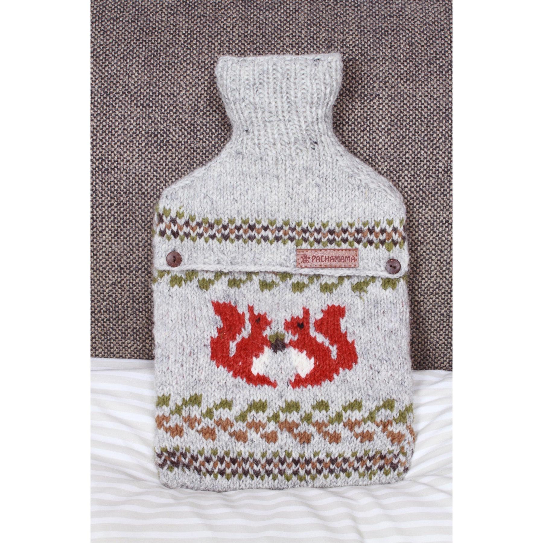 Pachamama Squirrel Hot Water Bottle, with contrasting squirrel motifs; product view 4.