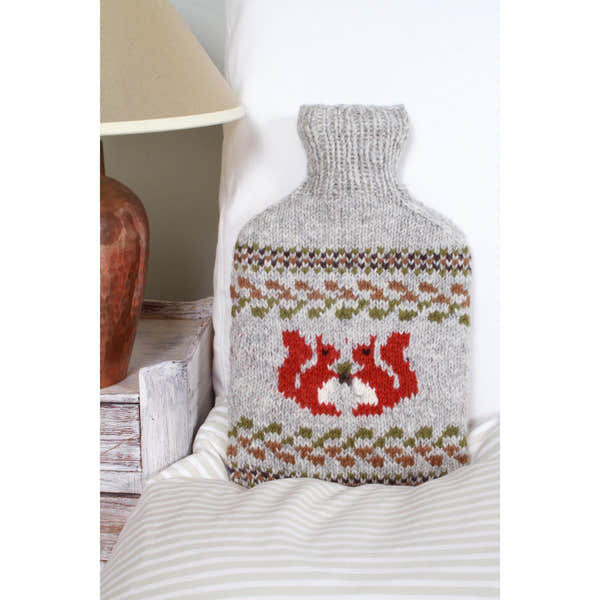 Pachamama Squirrel Hot Water Bottle, with contrasting squirrel motifs; product view 5.