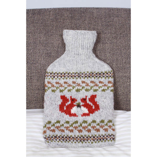 Pachamama Squirrel Hot Water Bottle, with contrasting squirrel motifs; product view 7.
