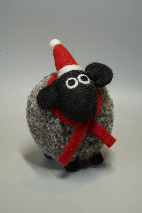 Pachamama Stuart At Christmas, felt animal decoration; product view.