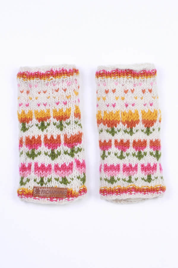 Pachamama Tulip Handwarmer, with bright tulip motifs; product view 8.