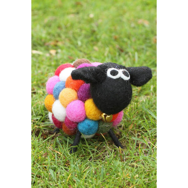 Pachamama Ziggy The Psychedelic Sheep, felt animal decoration; product view.