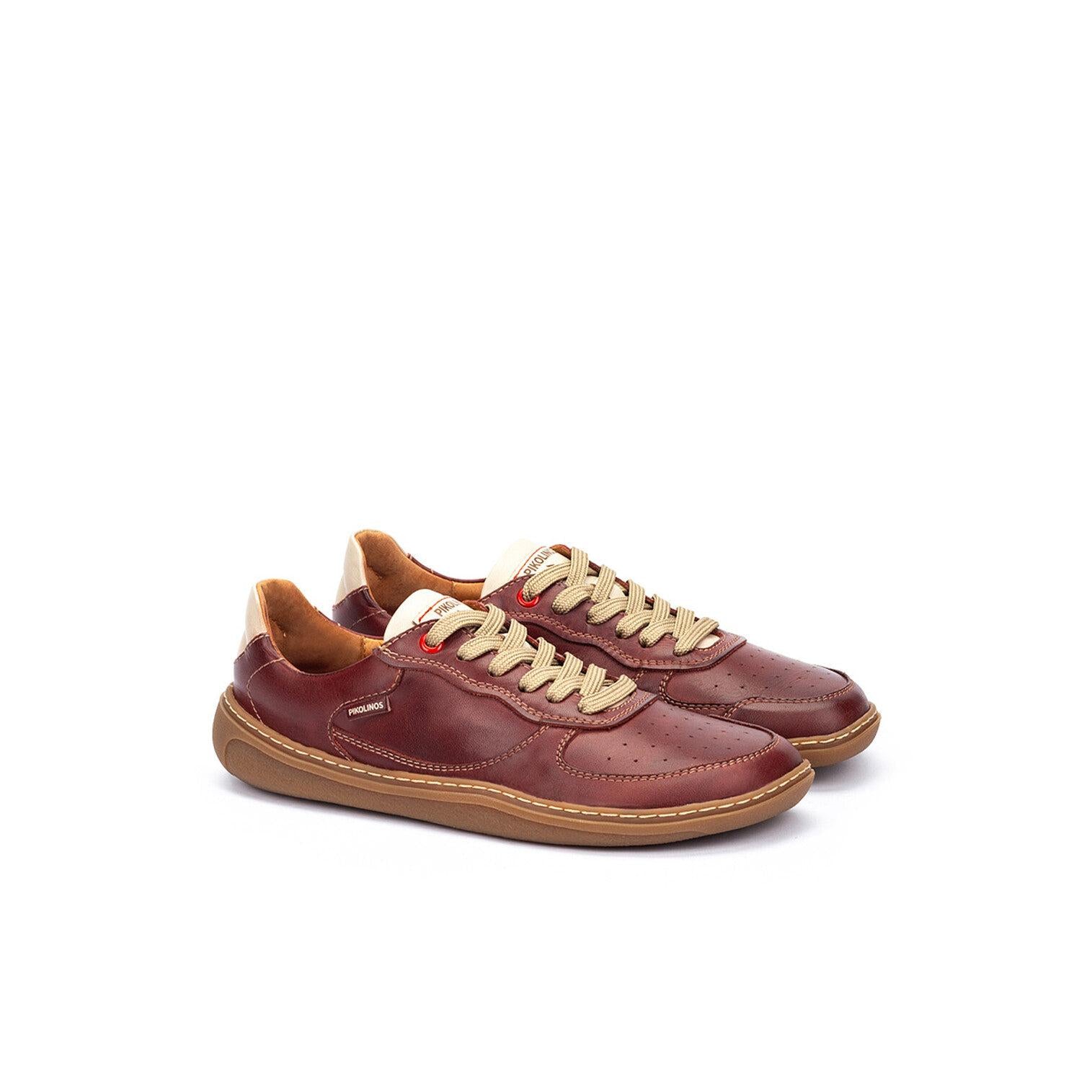 Pikolinos Aranjuez U9F-6363C2 Unisex Arcilla Red Leather Barefoot Lace Up Trainers, alternate product view 2.