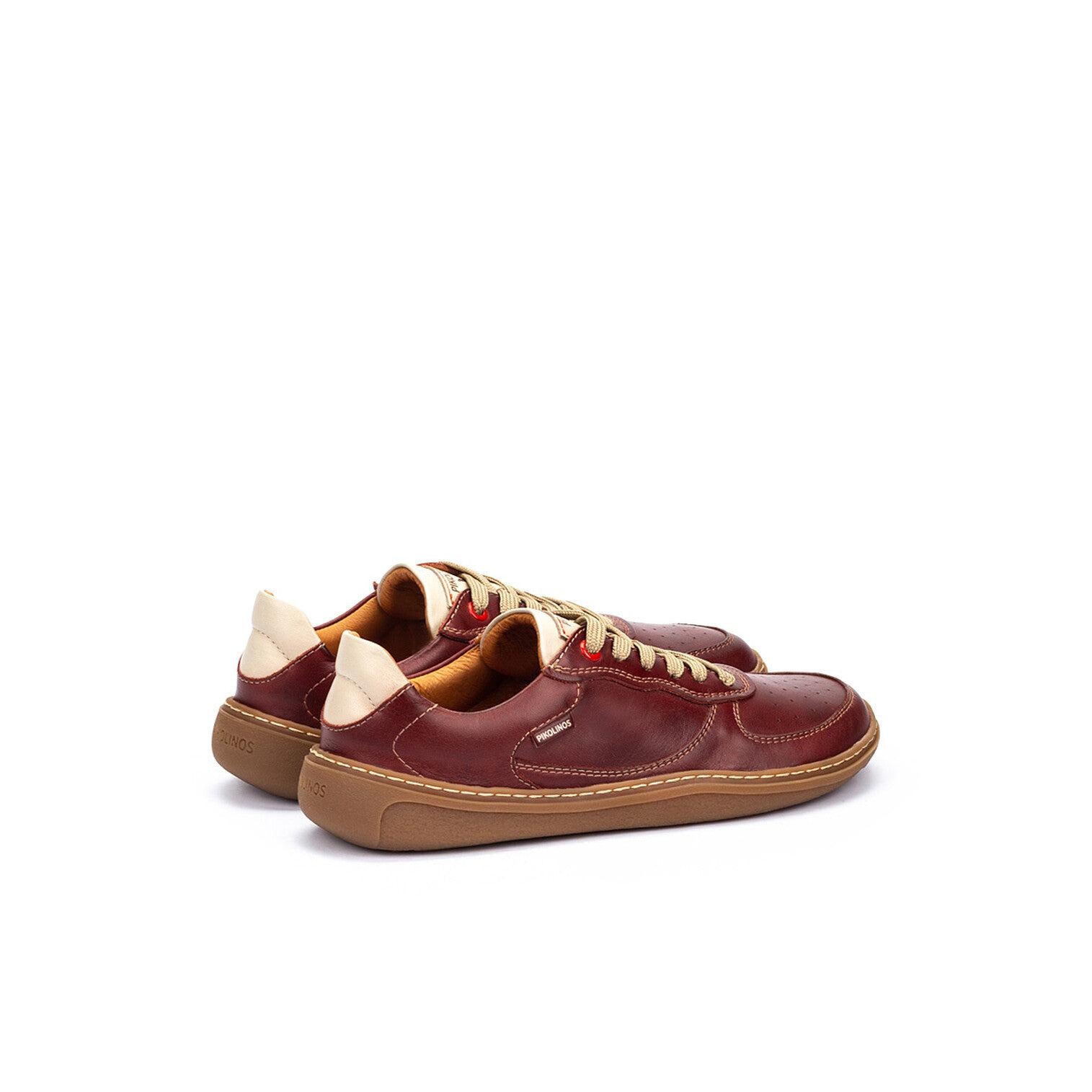Pikolinos Aranjuez U9F-6363C2 Unisex Arcilla Red Leather Barefoot Lace Up Trainers, alternate product view 3.