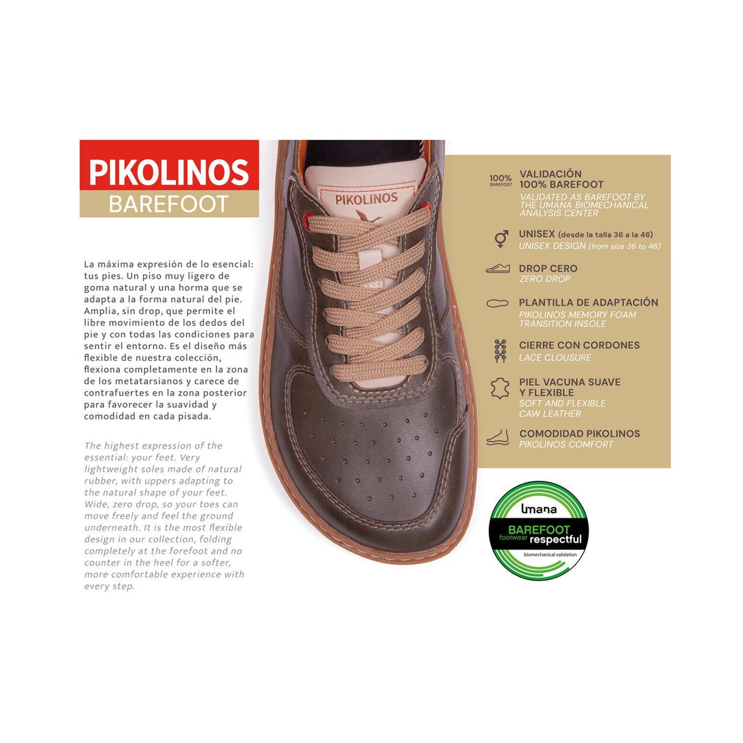 Pikolinos Aranjuez U9F-6363C2 Unisex Arcilla Red Leather Barefoot Lace Up Trainers, alternate product view 8.