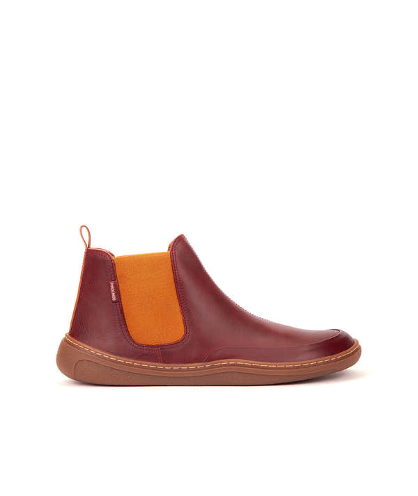 Pikolinos Aranjuez U9F-8995 Unisex Arcilla Red Leather Barefoot Chelsea Ankle Boots, side profile product view.