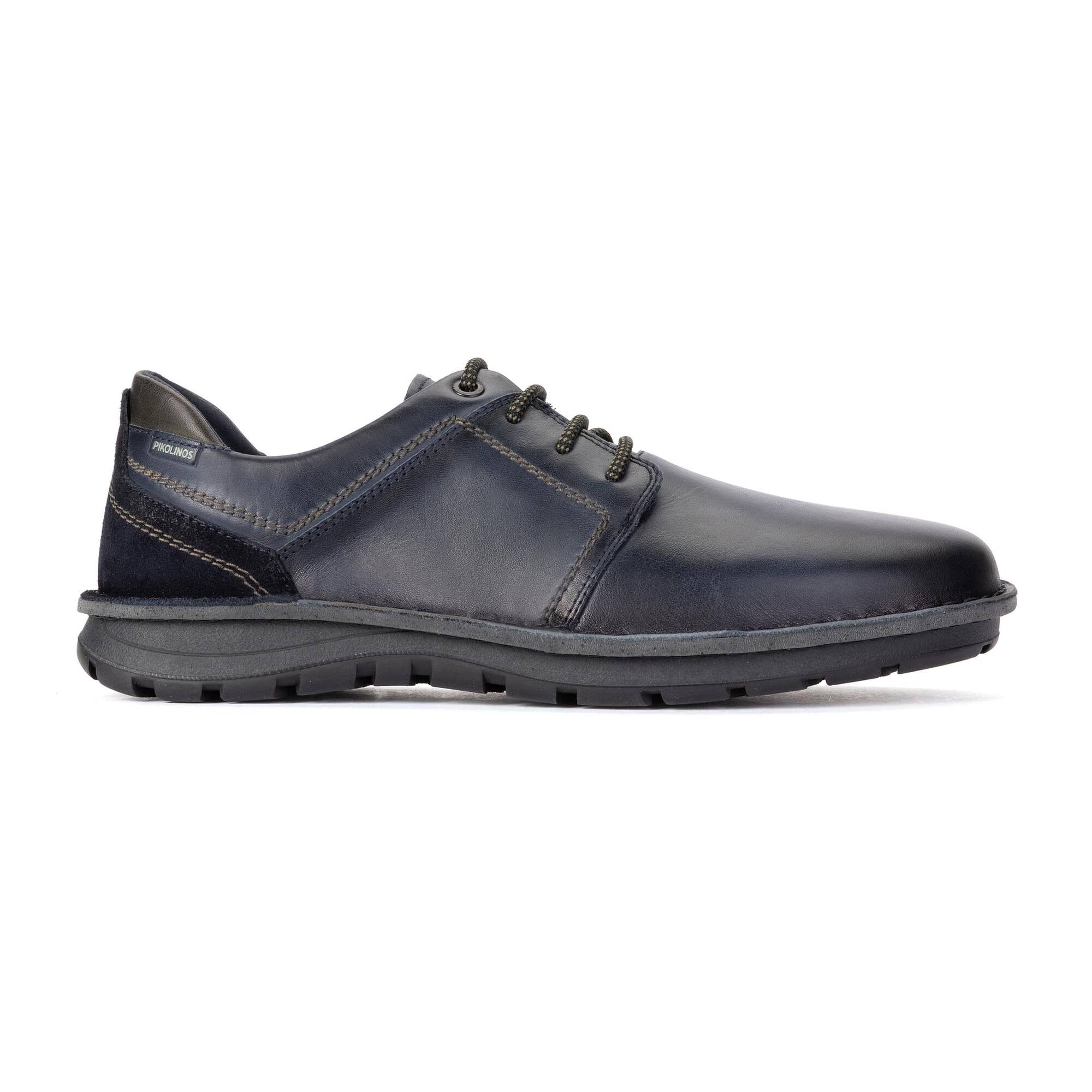 Pikolinos Baeza M2T-4342C1 Mens Navy Blue Leather Lace Up Shoes, side profile product view.