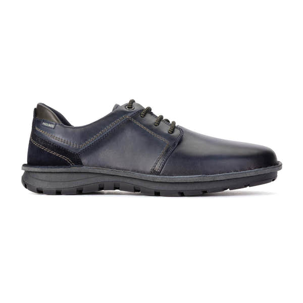 Pikolinos Baeza M2T-4342C1 Mens Navy Blue Leather Lace Up Shoes, side profile product view.