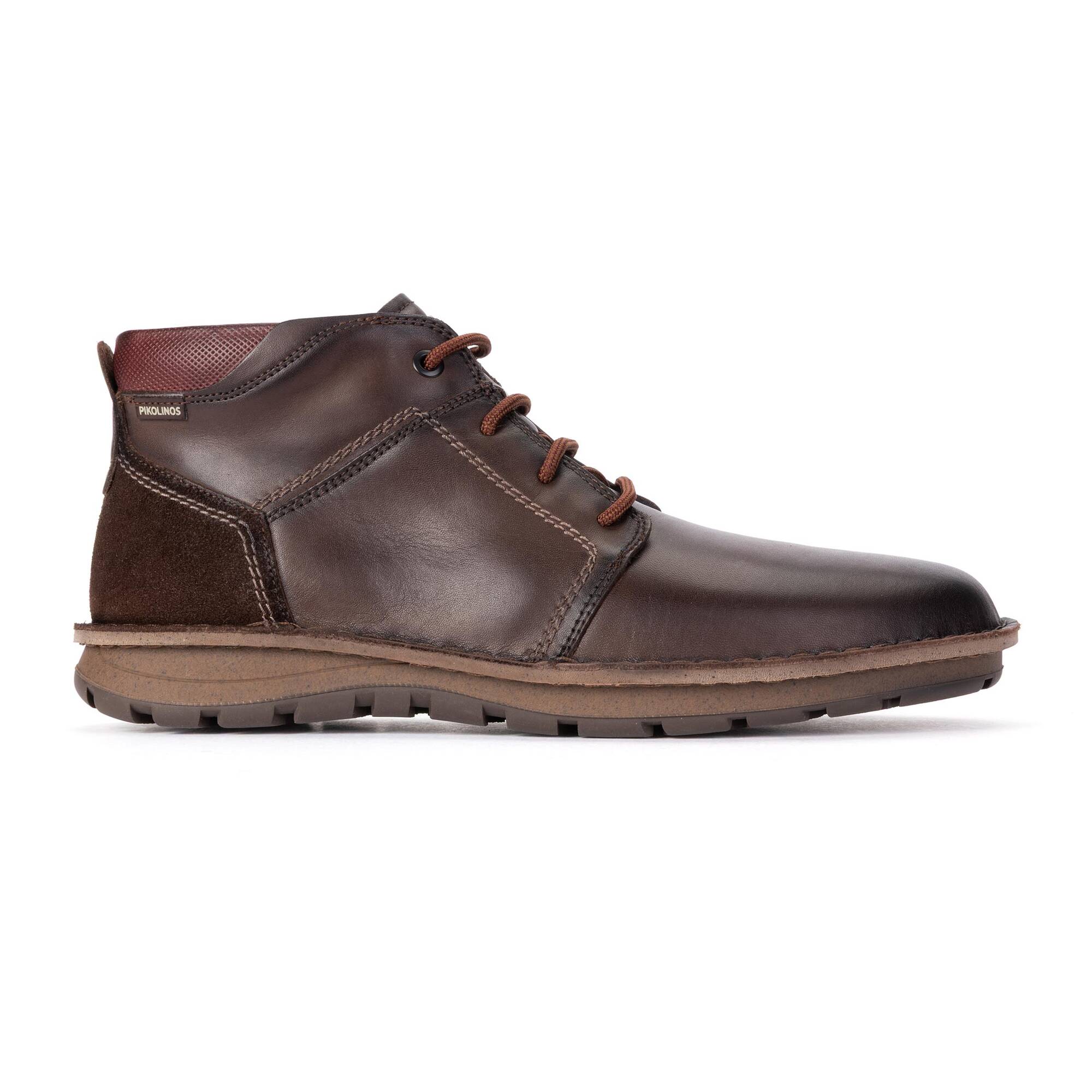 Pikolinos Baeza M2T-8066C1 Mens Brown Leather Lace Up Ankle Boots, side profile product view.
