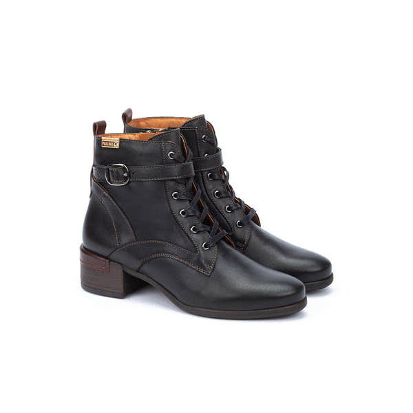 Pikolinos Malaga W6W-8996C1 Ladies Black Leather Zip & Lace Heeled Ankle Boots, alternate product view 2.