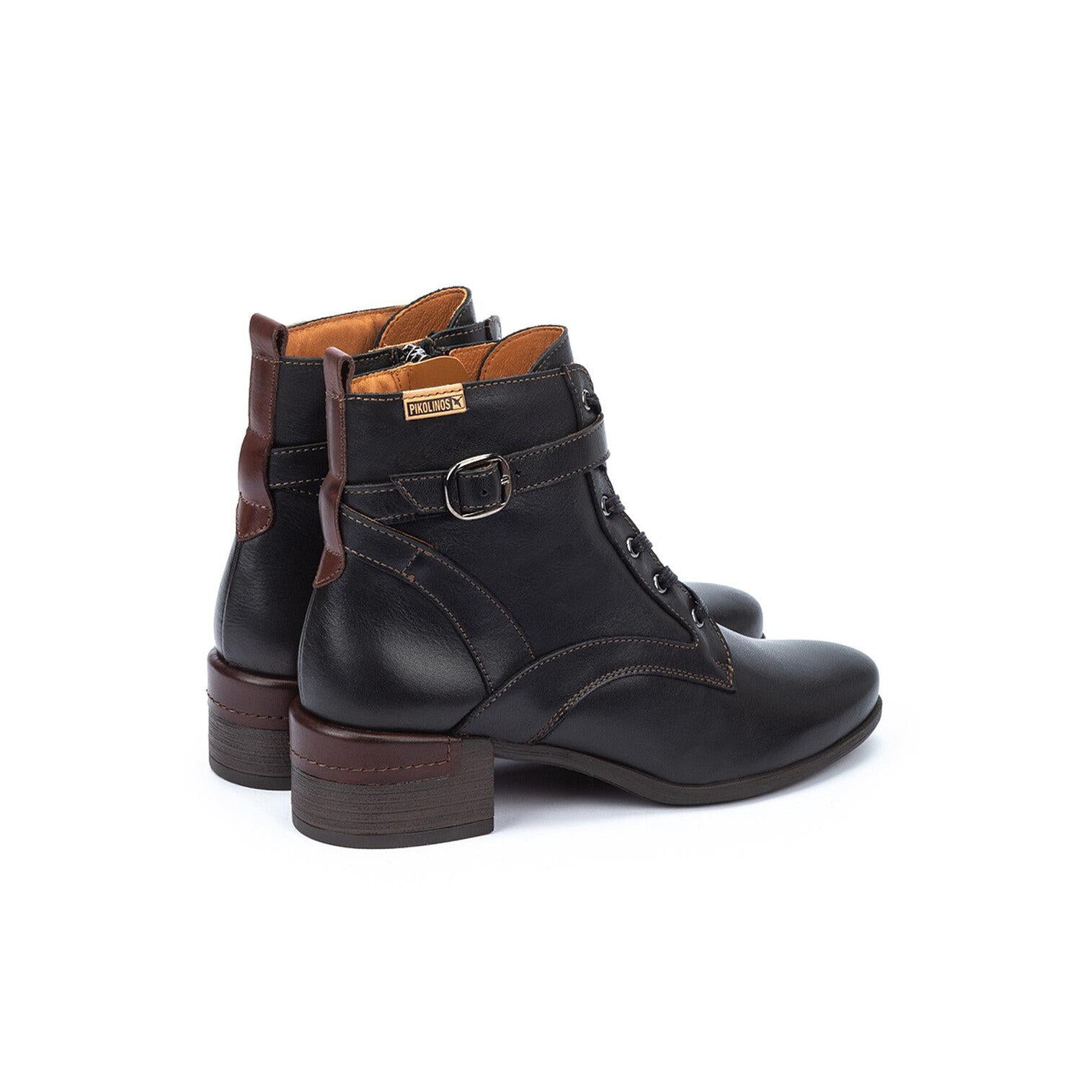 Pikolinos Malaga W6W-8996C1 Ladies Black Leather Zip & Lace Heeled Ankle Boots, alternate product view 3.
