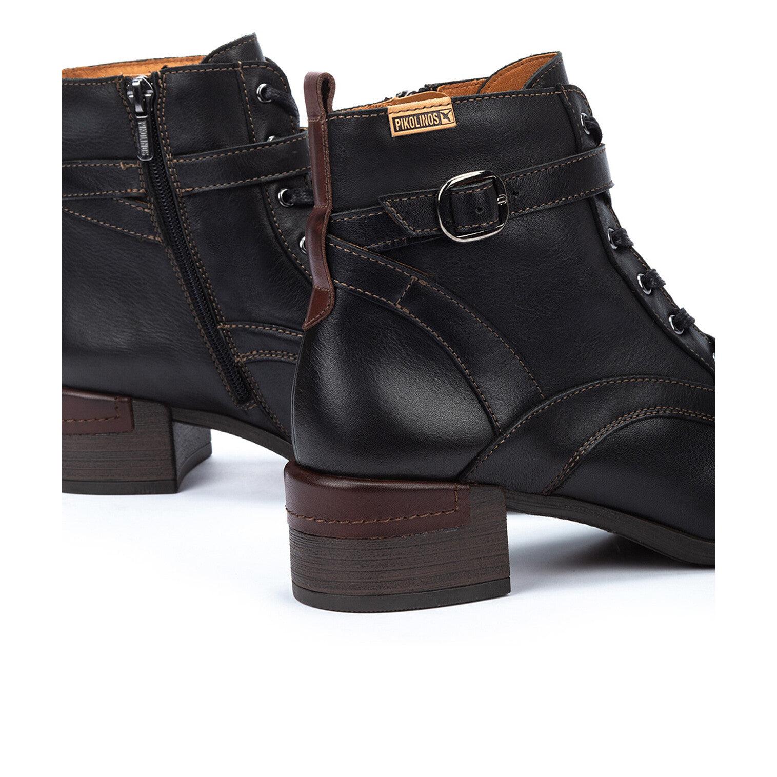 Pikolinos Malaga W6W-8996C1 Ladies Black Leather Zip & Lace Heeled Ankle Boots, alternate product view 4.