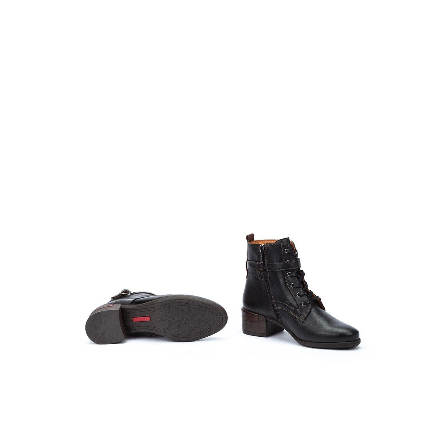 Pikolinos Malaga W6W-8996C1 Ladies Black Leather Zip & Lace Heeled Ankle Boots, alternate product view 5.