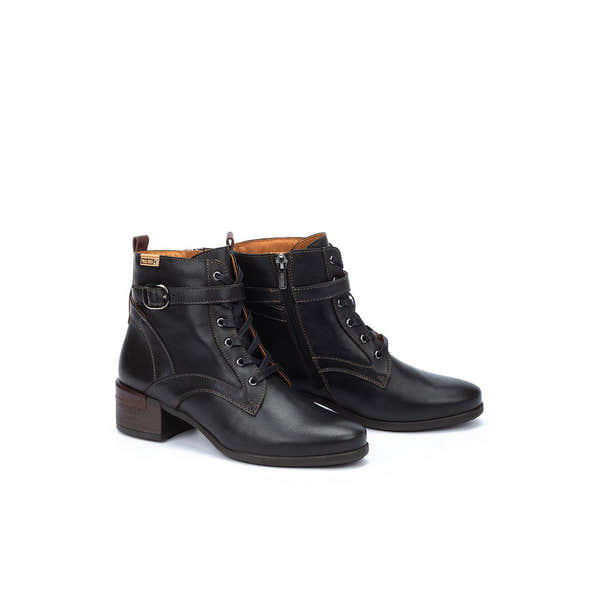 Pikolinos Malaga W6W-8996C1 Ladies Black Leather Zip & Lace Heeled Ankle Boots, alternate product view 6.