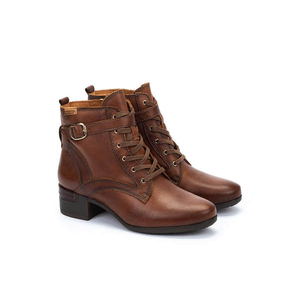 Pikolinos Malaga W6W-8996C1 Ladies Chocolate Brown Leather Zip & Lace Heeled Ankle Boots, alternate product view 2.
