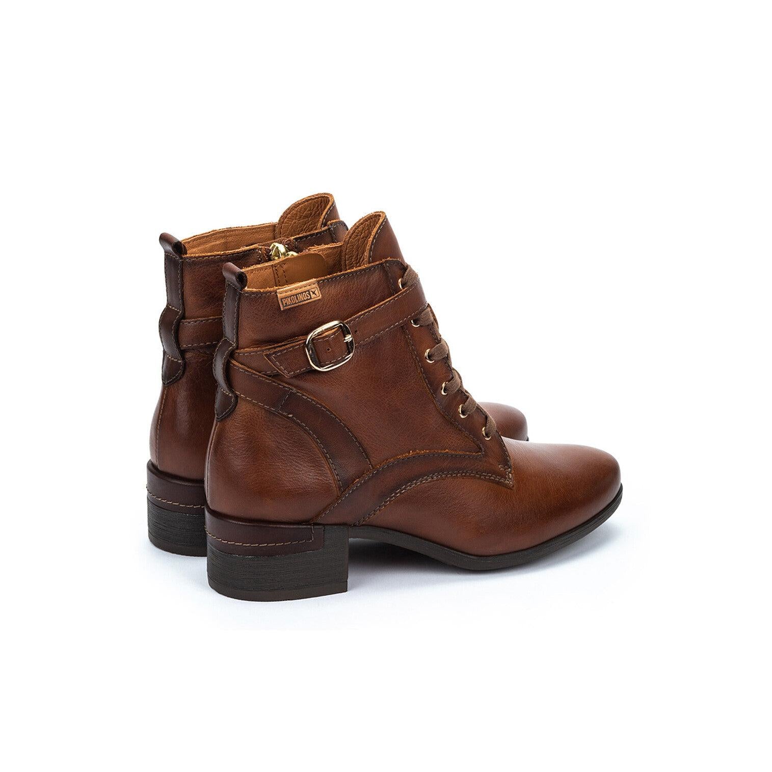 Pikolinos Malaga W6W-8996C1 Ladies Chocolate Brown Leather Zip & Lace Heeled Ankle Boots, alternate product view 3.