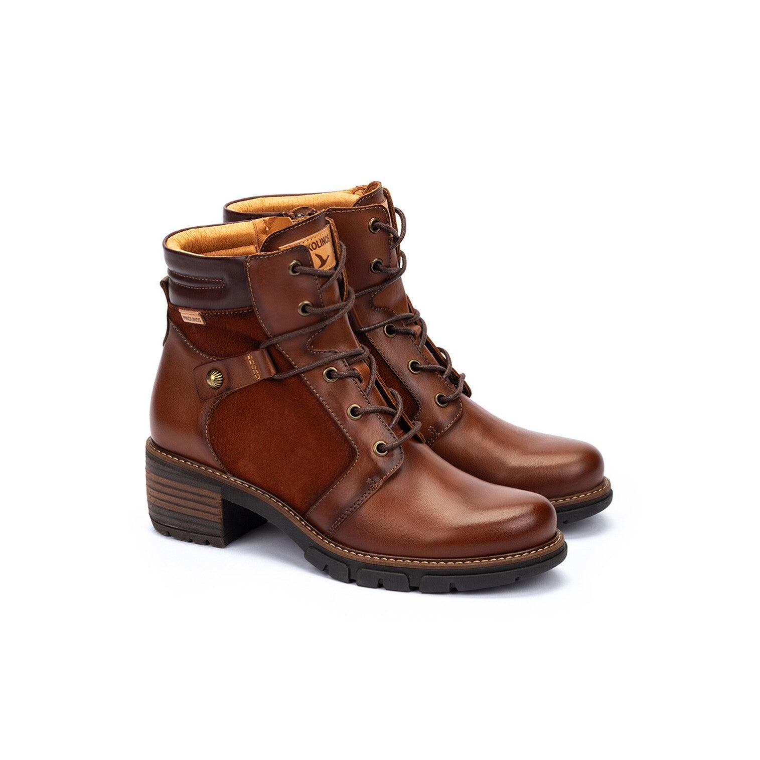 Pikolinos San Sebastia W1T-8979C1 Ladies Chocolate Brown Leather Zip & Lace Heeled Ankle Boots, alternate product view 2.