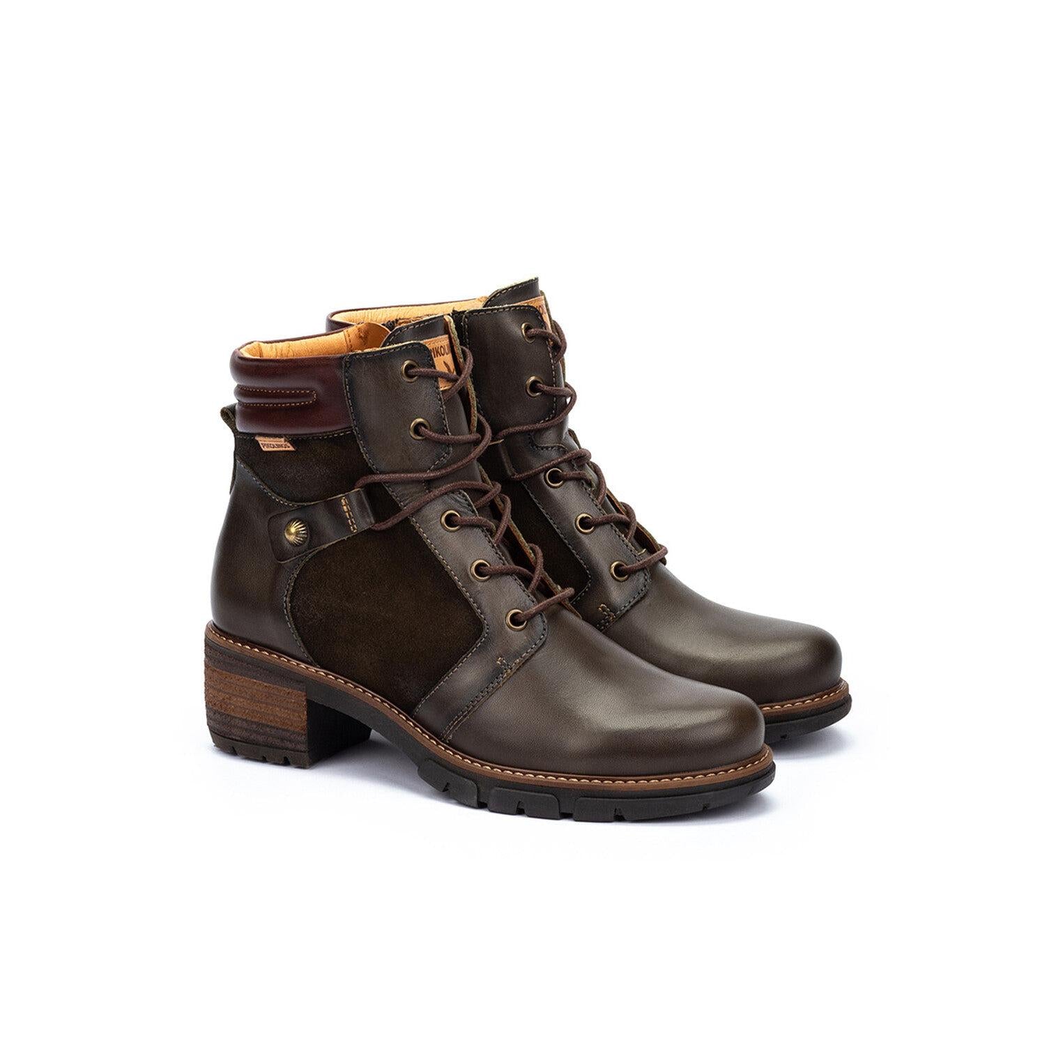 Pikolinos San Sebastia W1T-8979C1 Ladies Forest Green Leather Zip & Lace Heeled Ankle Boots, alternate product view 2.