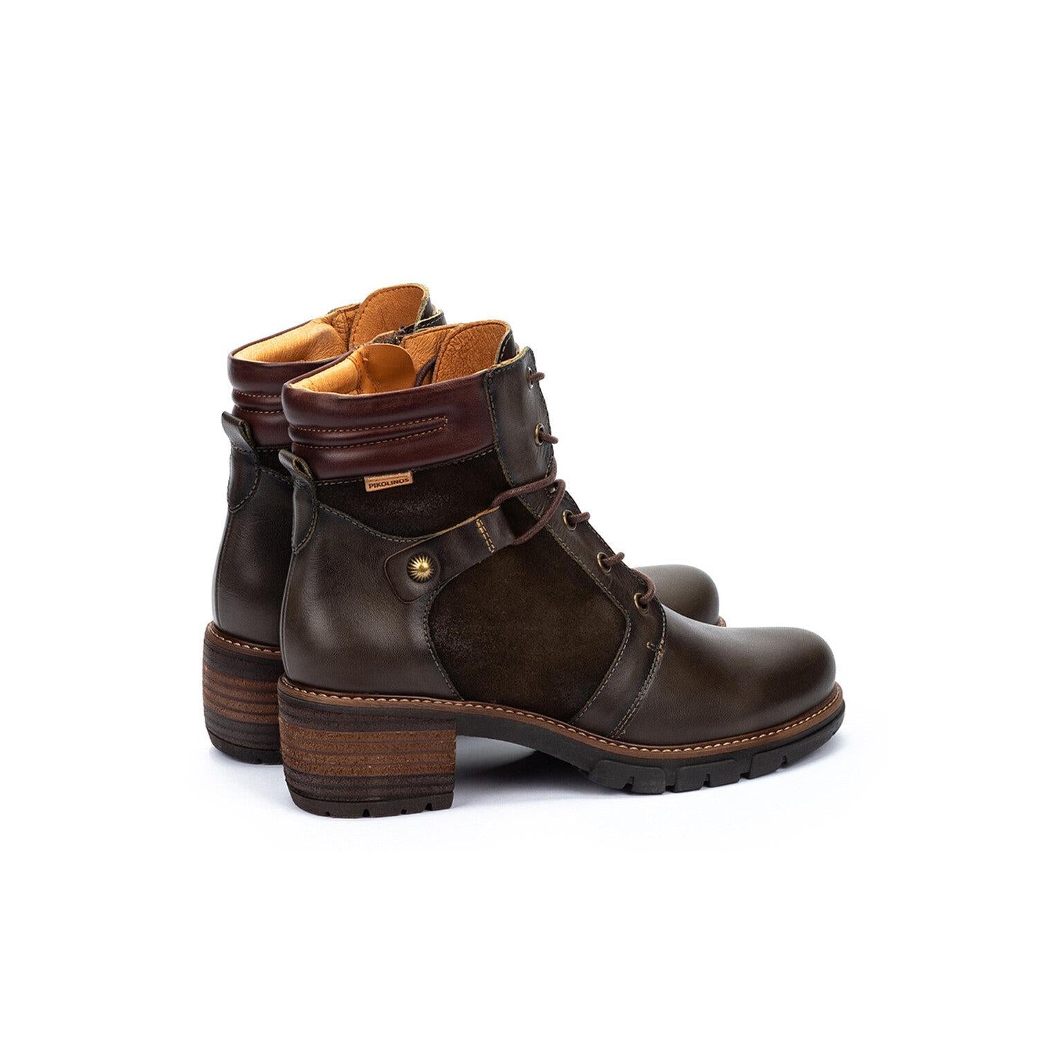 Pikolinos San Sebastia W1T-8979C1 Ladies Forest Green Leather Zip & Lace Heeled Ankle Boots, alternate product view 3.