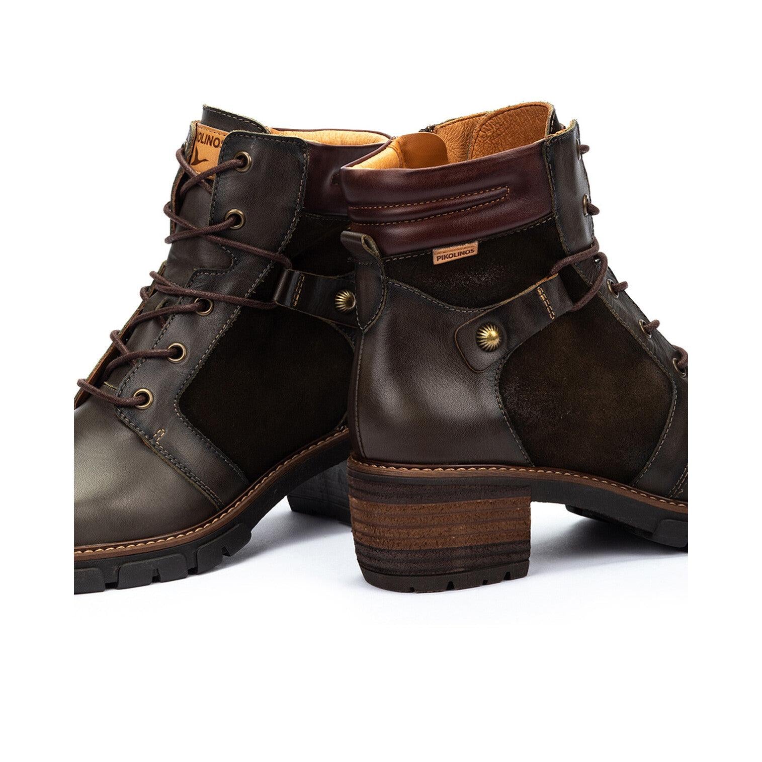 Pikolinos San Sebastia W1T-8979C1 Ladies Forest Green Leather Zip & Lace Heeled Ankle Boots, alternate product view 4.