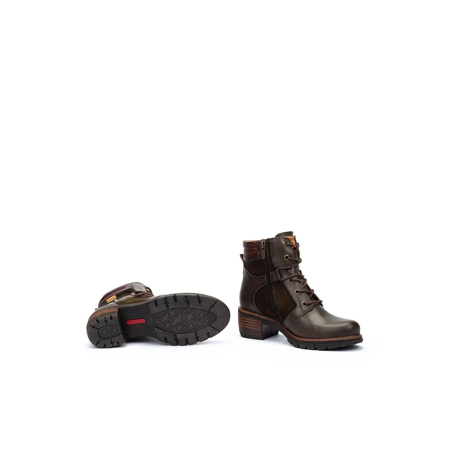 Pikolinos San Sebastia W1T-8979C1 Ladies Forest Green Leather Zip & Lace Heeled Ankle Boots, alternate product view 5.