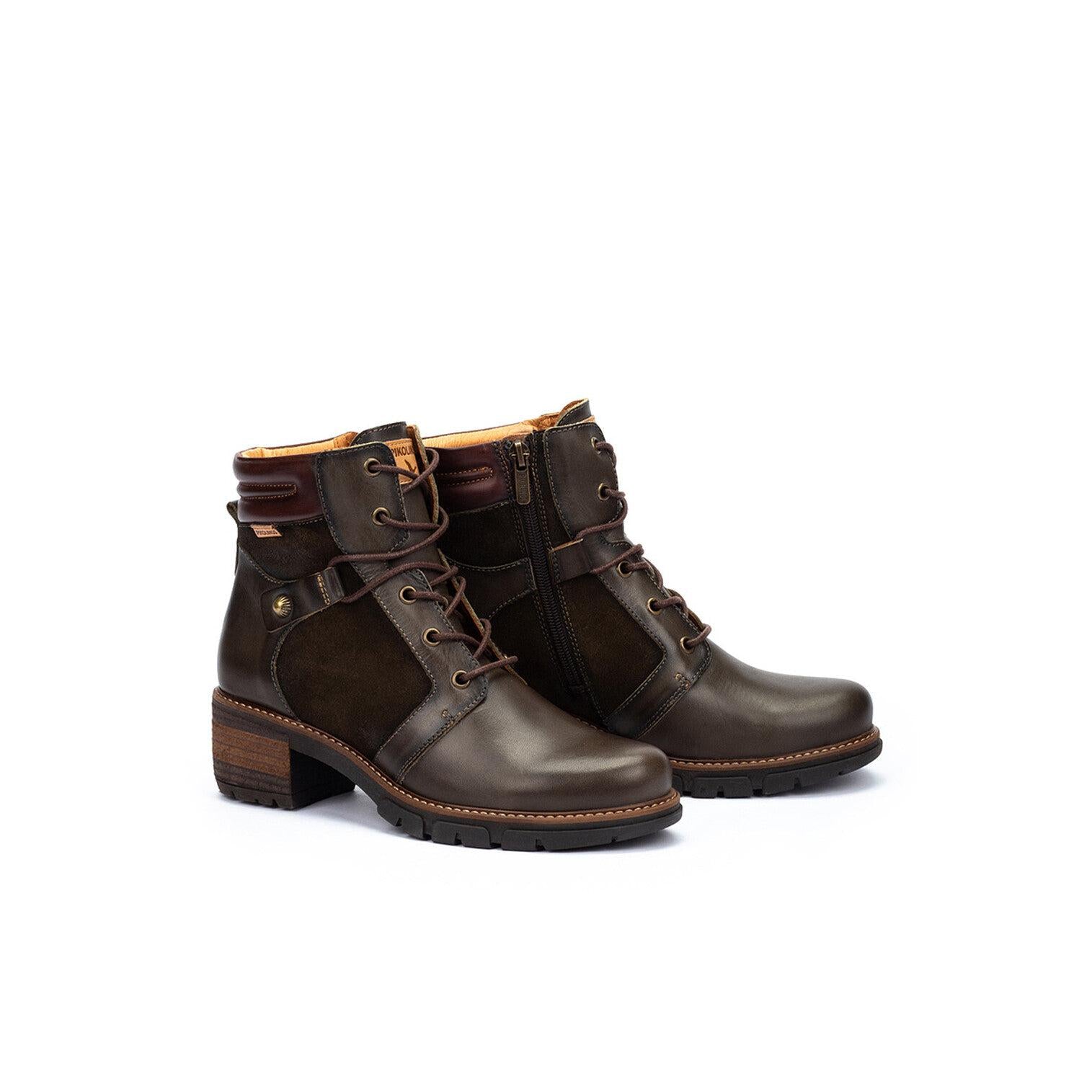 Pikolinos San Sebastia W1T-8979C1 Ladies Forest Green Leather Zip & Lace Heeled Ankle Boots, alternate product view 6.