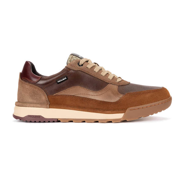 Pikolinos Teide M3W-6015C1 Mens Brown Leather Lace Up Trainers, side profile product view.