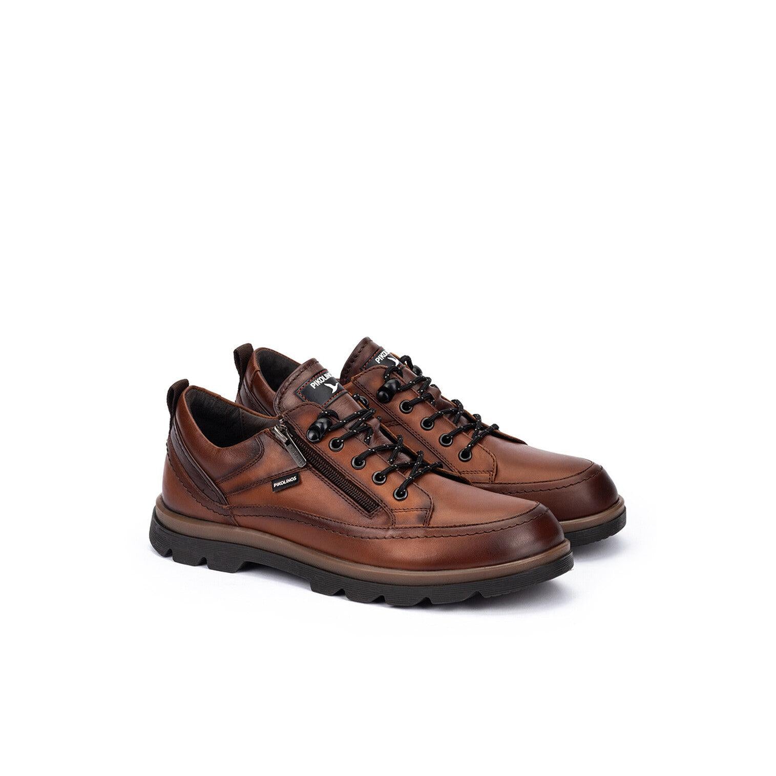 Pikolinos Vigo M3M-4163C1 Mens Chocolate Brown Leather Zip & Lace Shoes, alternate product view 2.