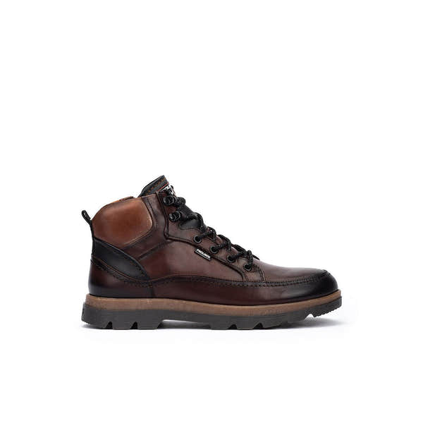 Pikolinos Vigo M3M-8107C1 Mens Brown Leather Zip & Lace Ankle Boots, side profile product view.