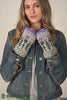 Pachamama Thistle Handwarmer, with embroidered purple thistles; product video.