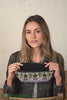 Pachamama Thistle Headband, with embroidered purple thistles; product video.