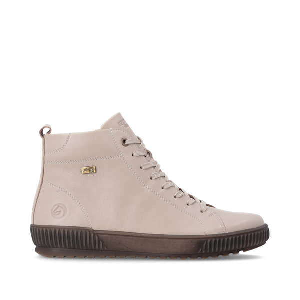 Remonte D0782-62 women's wide off white leather water resistant zip & lace ankle boots, opposite side view.