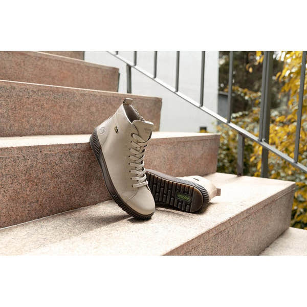 Remonte D0782-62 women's wide off white leather water resistant zip & lace ankle boots, lifestyle view 1 of 2.