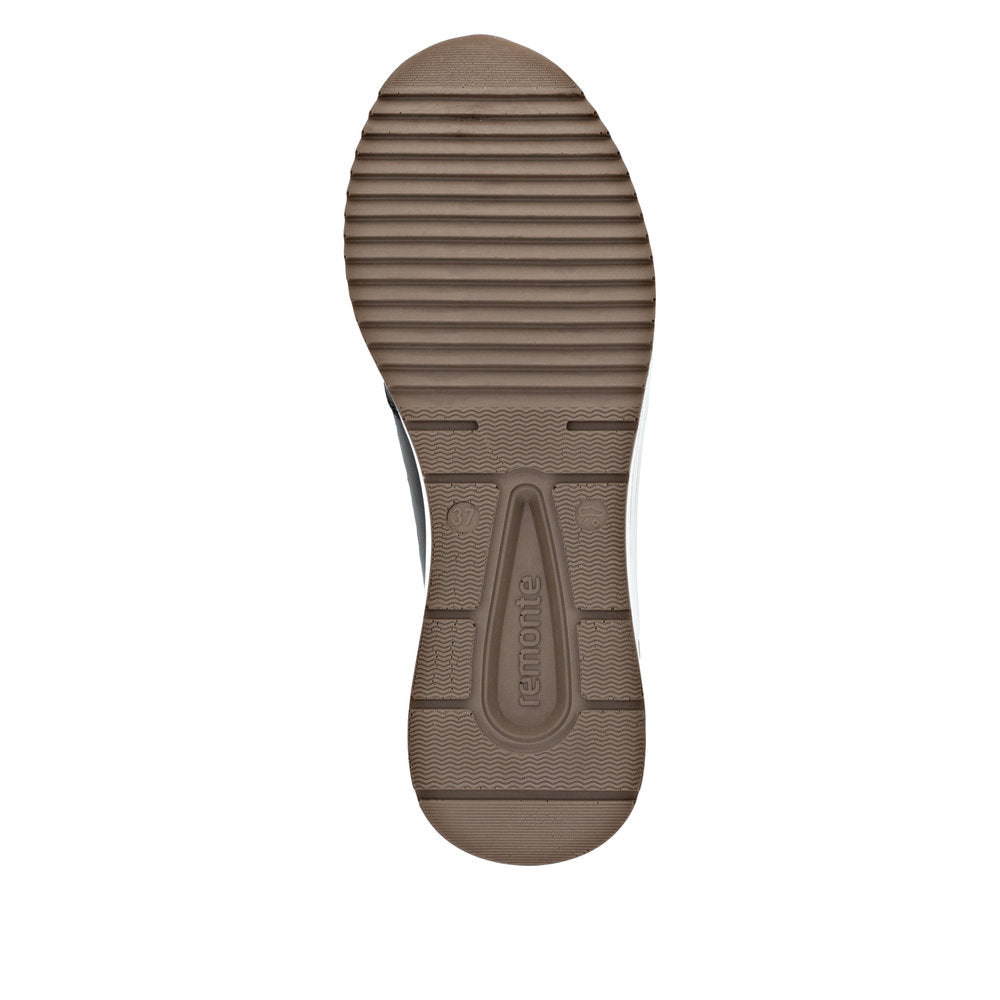 Remonte D0T16-54 women's wide green zip & lace shoes, sole and tread view.